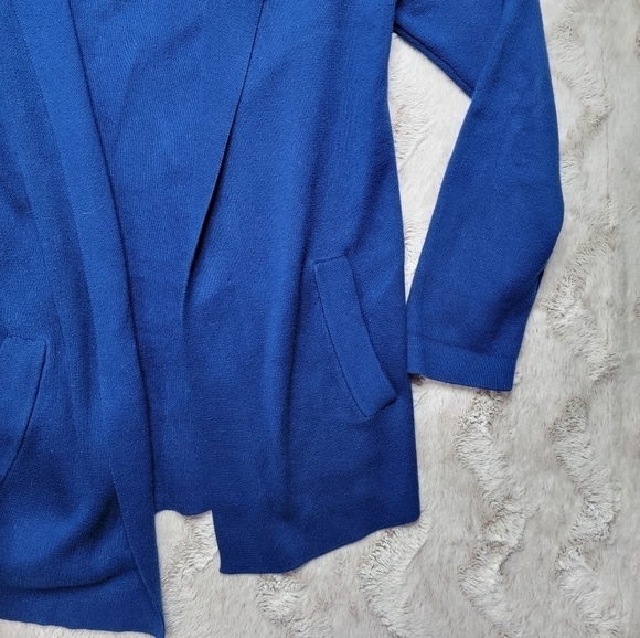 Bela NYC 100% Pima Cotton Royal Blue Long Sleeve Open Cardigan Sweater Size 2 - Picture 7 of 11